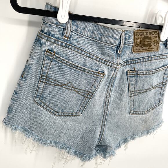 Bugle Boy Jeans 750 VINTAGE Shorts Womens Sz 12R / 26 Blue Faded Cutoff Denim - Picture 3 of 7